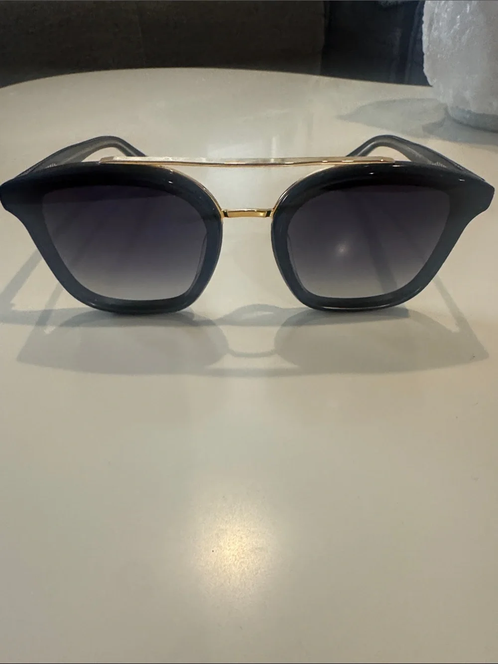 KREWE Coliseum Nylon Black Frame Sunglasses with Gold Bridge